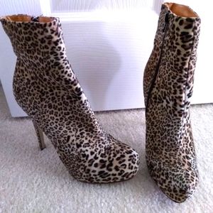 Prema Platform Stiletto Ankle Booties Leopard *NEW